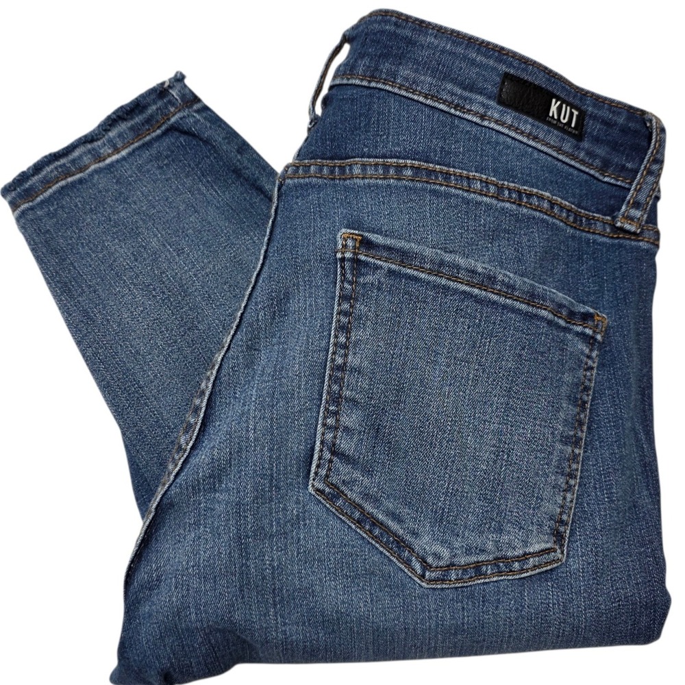 KUT from the Kloth Donna Jeans Women 8 Blue High Rise Ankle Skinny Raw Hem Denim